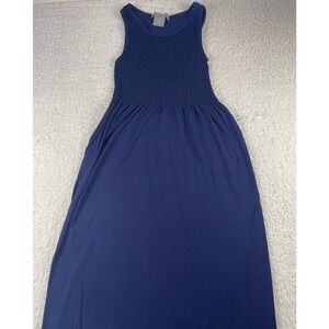 Lark + Grey Navy Blue Smocked Bodice Sleeveless Maxi Dress  Women's S/M